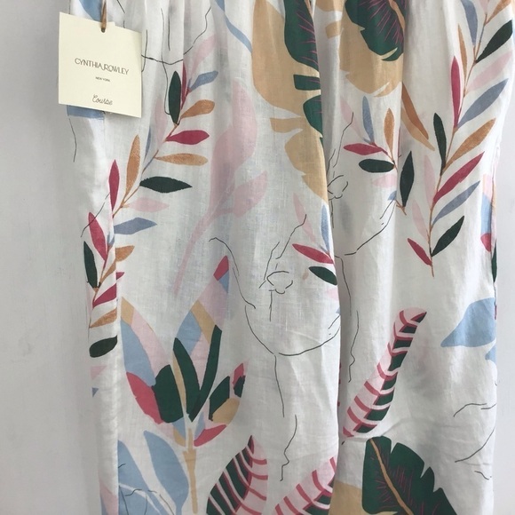 Cynthia Rowley linen machine washable Curve  leaf print flat front pants 3X NWT - Picture 5 of 9